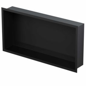 Półka wnękowa 30 x 60 x 10 cm czarna ze szklaną nakładką na dno