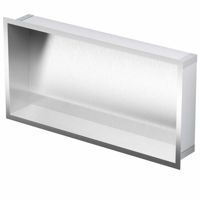 BERNSTEIN Wandnis Roestvrij Staal – 30x60x10 Cm, Met Opbergvak – Verticaal Of Horizontaal Monteerbaar – Voor Douche, Bad Of Wastafel