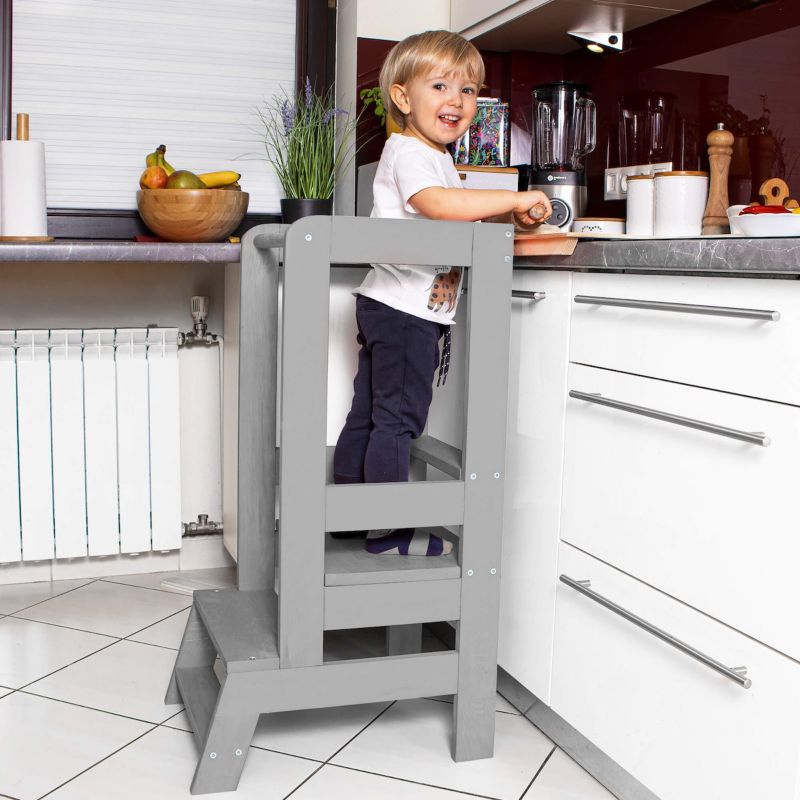 Pomocnik kuchenny Springos 90cm kitchen helper, podest dla dzieci szary 1 szt.