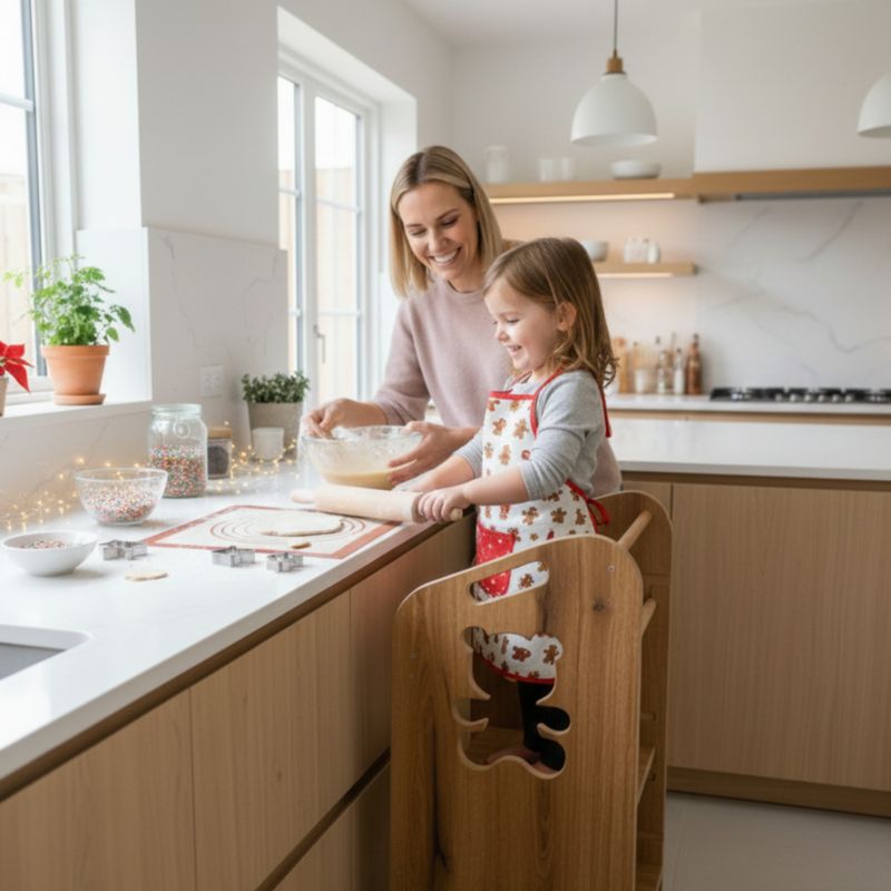 Pomocnik kuchenny VERK.design 80cm kitchen helper, podest dla dzieci brązowy 1 szt.