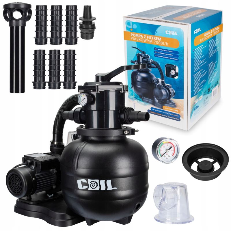 Pompa filtr do basenu piaskowa do filtracji piaskowej Coil 7000l/h cicha samozasysająca 1szt
