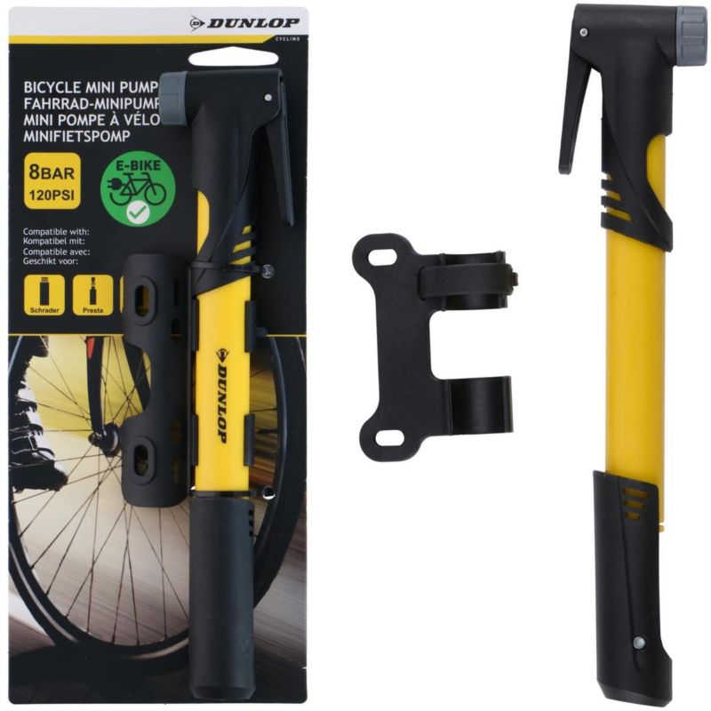Pompka Dunlop  rowerowa mini 120Psi (8Bar)  żółta 1szt.