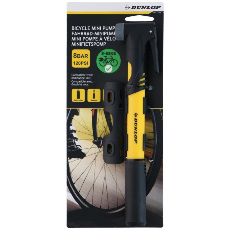 Pompka Dunlop  rowerowa mini 120Psi (8Bar)  żółta 1szt.