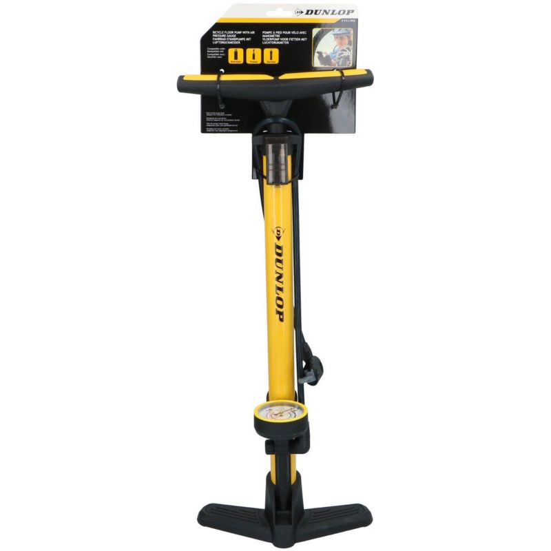 Pompka Dunlop  warsztatowo rowerowa 230psi (16Bar) z  manometrem żółty  1szt.
