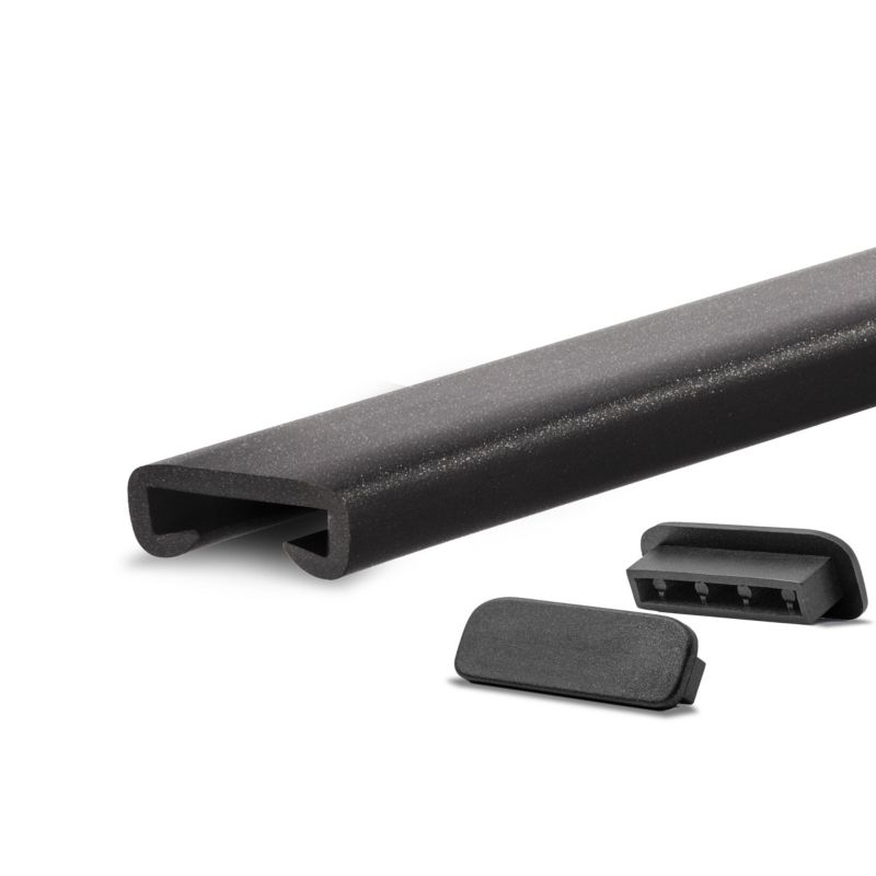 Poręcz schodowa PVC 40x8 mm QUEST, profil PREMIUM antypoślizgowy, czarno-srebrny, 1 m, 1 szt.