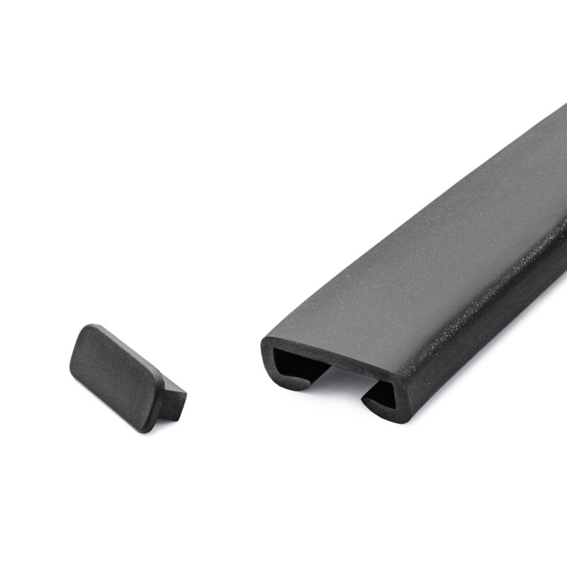 Poręcz schodowa PVC 40x8 mm QUEST, profil PREMIUM antypoślizgowy, czarno-srebrny, 1 m, 1 szt.