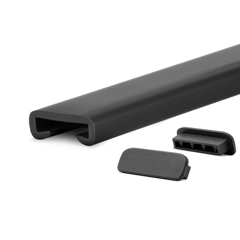 Poręcz schodowa PVC 40x8 mm QUEST, profil PREMIUM antypoślizgowy, czarny, 1 m, 1 szt.
