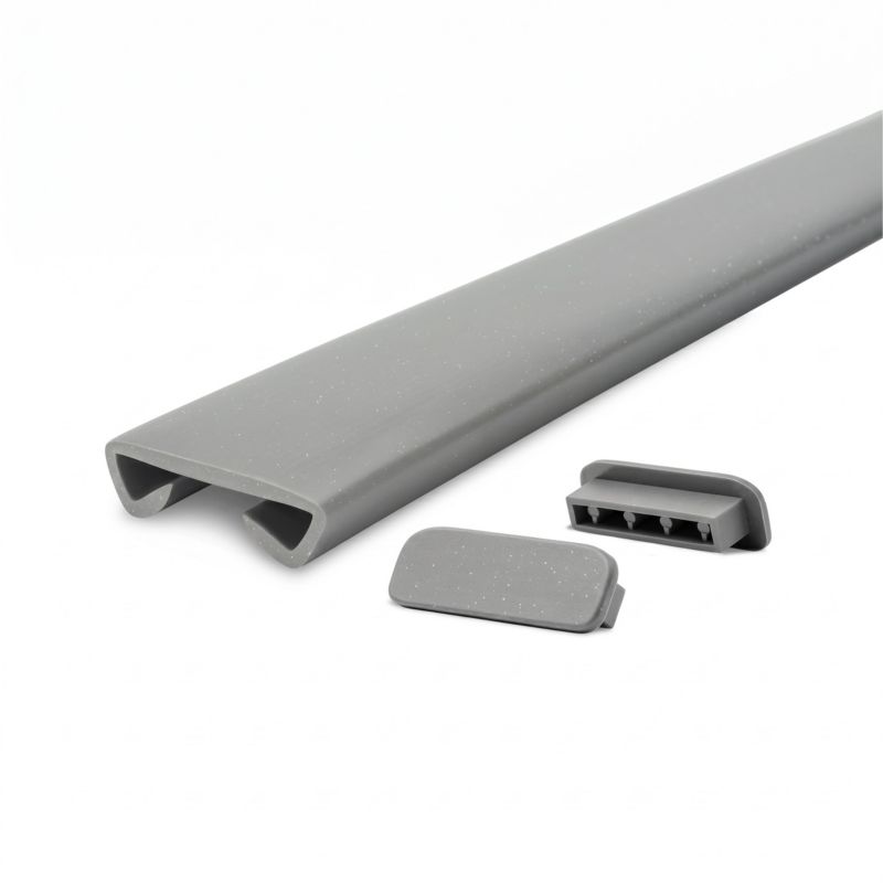 Poręcz schodowa PVC 40x8 mm QUEST, profil STANDARD antypoślizgowy, srebrny, 1 m, 1 szt.