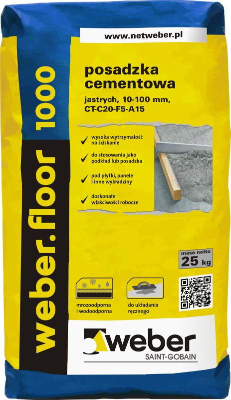 Posadzka cementowa Weber Saint-Gobain Floor 1000 25 kg