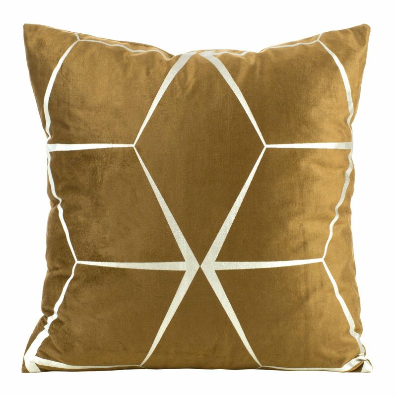 Poszewka BLINK 28 Eurofirany 45 x 45 cm złota welwetowa z geometrycznym nadrukiem 1 szt.