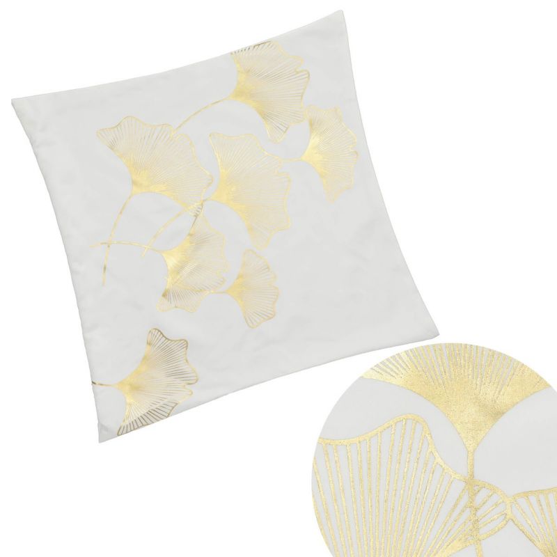 Poszewka dekoracyjna na poduszkę Springos 40x40 cm ozdoba wzorzysta, złote liście 1 szt.