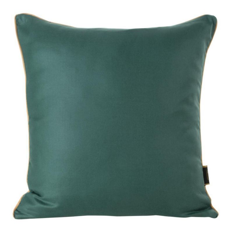 Poszewka dekoracyjna satynowa Eurofirany 45 x 45 cm zielona, szałwiowa i złota Premium 7 lamówka 1 szt.