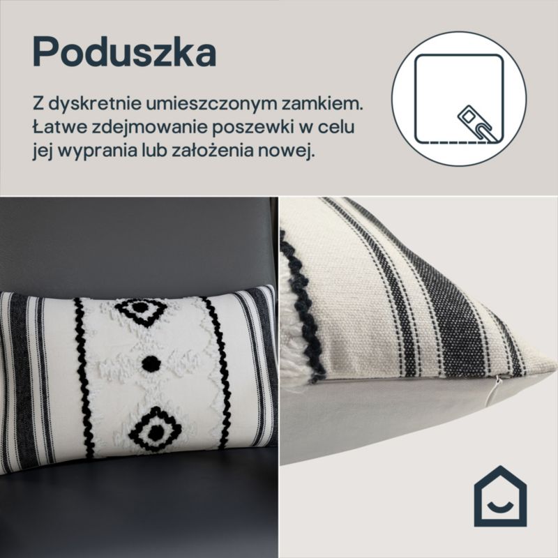 Poszewka GoodHome Navajo 30 x 50 cm kremowo-czarna