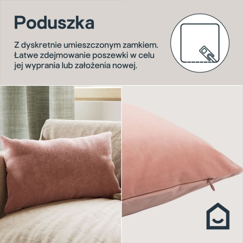 Poszewka GoodHome Valgreta aksamit 30 x 50 cm brudny róż