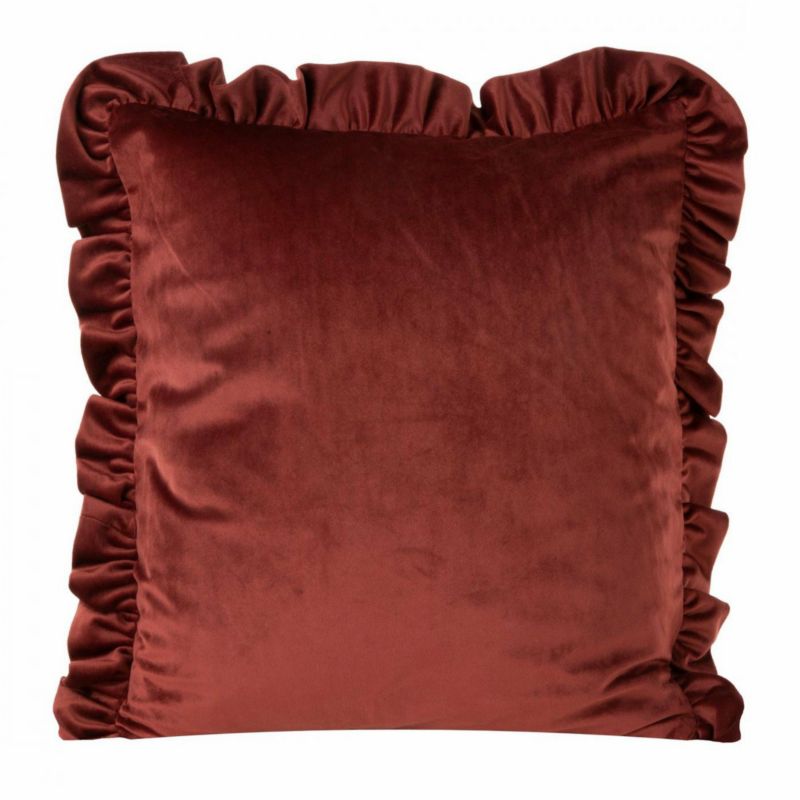 Poszewka Velvet Eurofirany dekoracyjna na poduszkę 45x45 cm Falbana Ceglany 1szt.