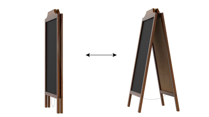 Potykacz kredowy z górną listwą w kształcie fali 100x50 cm ALLboards rama klasyczny brąz 1 szt.