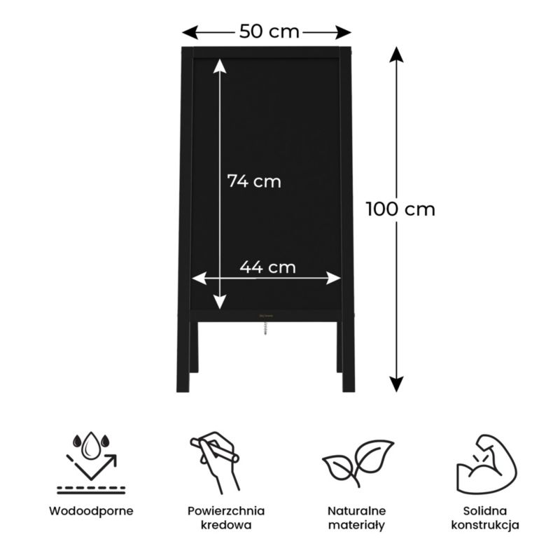 Potykacz stojak kredowy wodoodporny ALLboards 100x50 cm rama czarna 1 szt.
