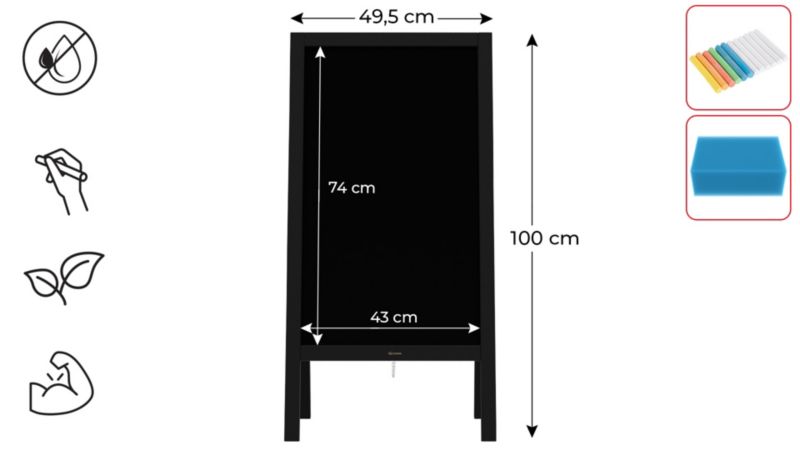 Potykacz stojak reklamowy kredowy 100x50 cm ALLboards rama czarna 1 szt.