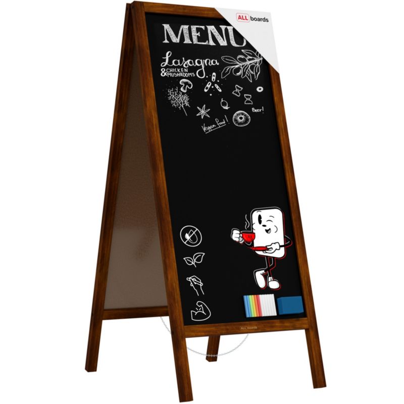Potykacz stojak reklamowy kredowy 150x61 cm ALLboards rama klasyczny brąz 1 szt.