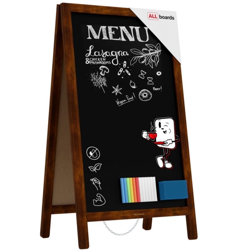 Potykacz stojak reklamowy kredowy 78x44 cm ALLboards rama klasyczny brąz 1 szt.