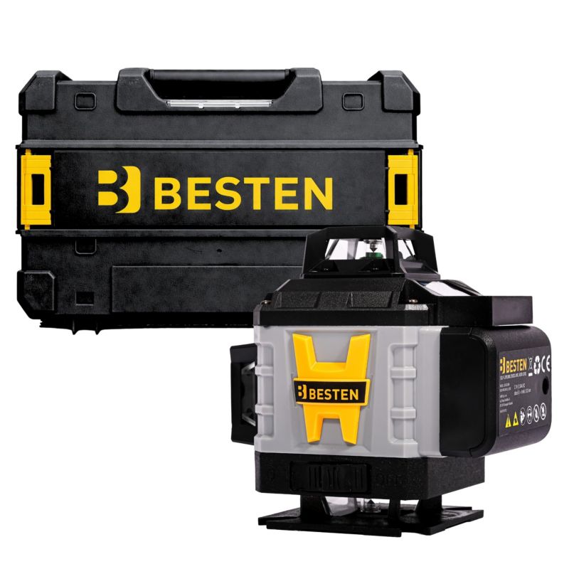 Poziomica laserowa BESTEN BE0002848 4D 16 linii zielony laser 532 nm statyw 118 cm zestaw PRO 1 szt.