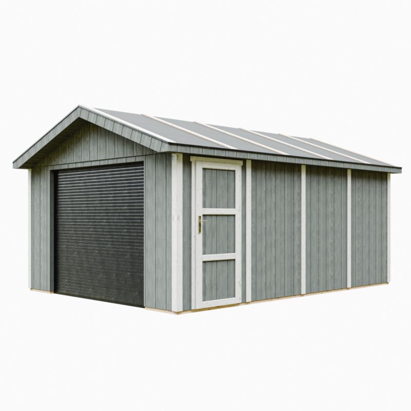Premium quality garaż Timbela M991B-CAVERN STEEL 17 m² konstrukcja z paneli LP Smartside 1 szt.