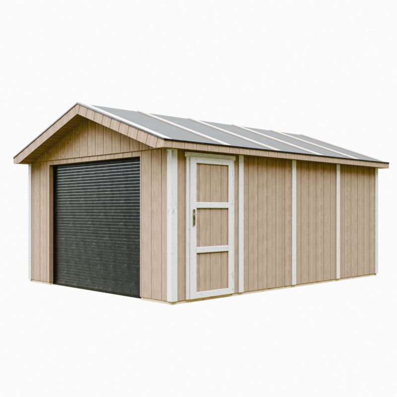 Premium quality garaż Timbela M991B-TERRA BROWN 17 m² konstrukcja z paneli LP Smartside 1 szt.