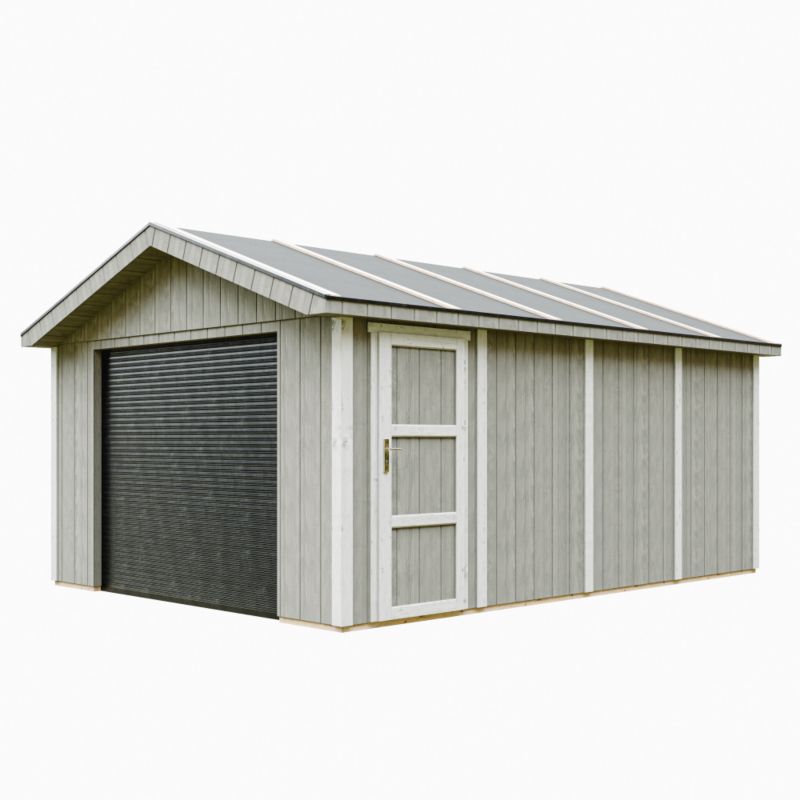 Premium quality garaż Timbela M991B-TUNDRA GREY 17 m² konstrukcja z paneli LP Smartside 1 szt.
