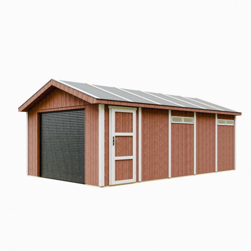 Premium quality garaż Timbela M992B-REDWOOD RED 21 m² konstrukcja z paneli LP Smartside 1 szt.