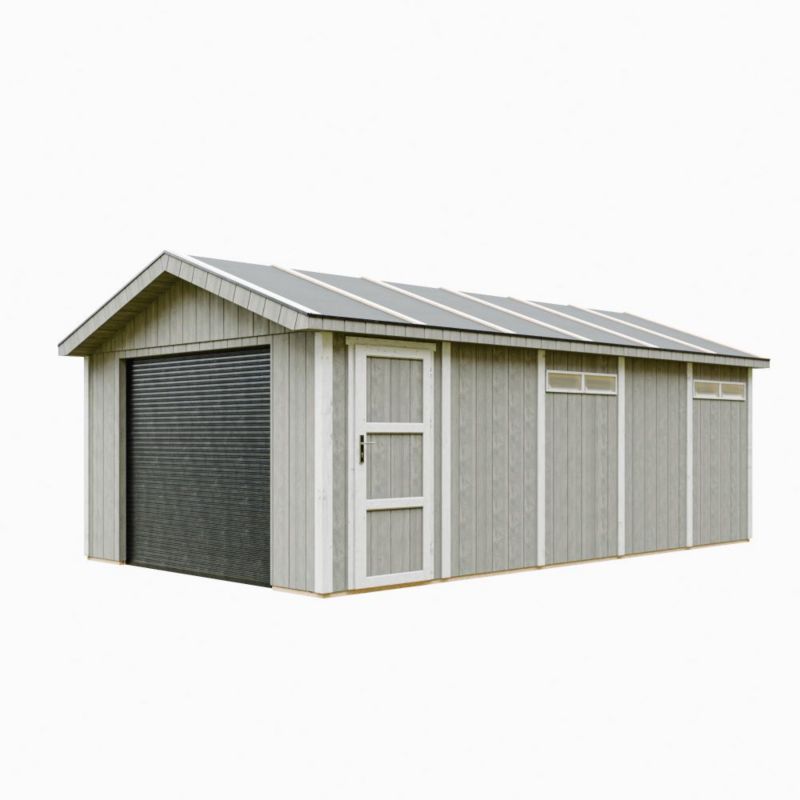 Premium quality garaż Timbela M992B-TUNDRA GREY 21 m² konstrukcja z paneli LP Smartside 1 szt.
