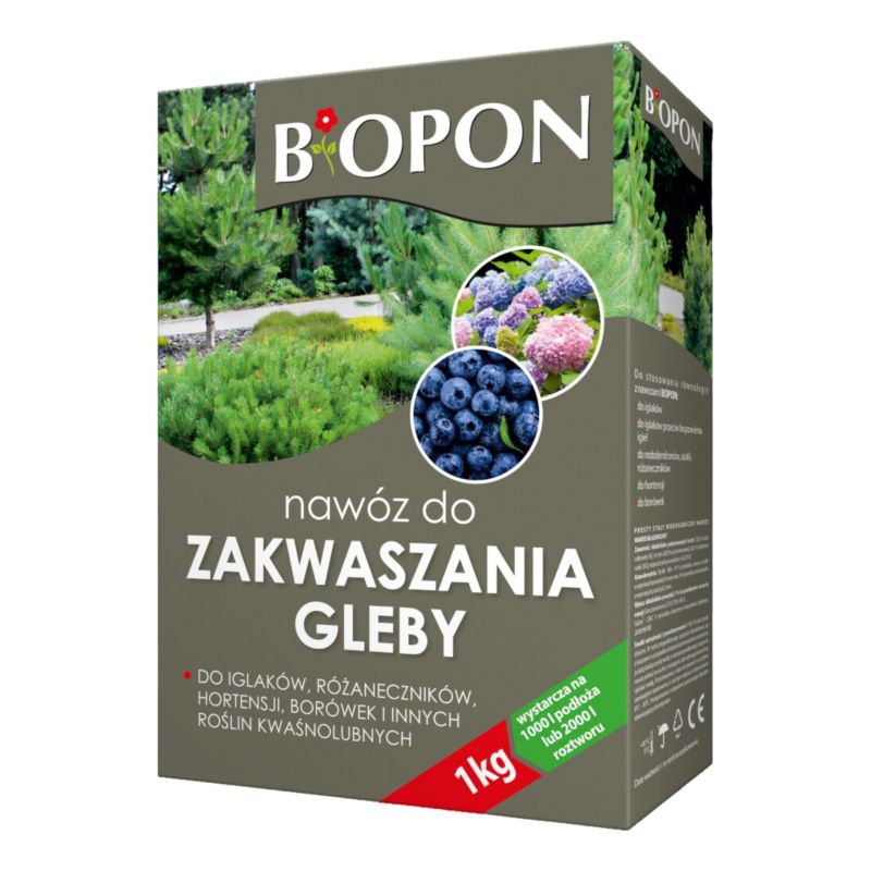Preparat Do Zakwaszania Gleby Biopon Dla Roślin Kwasolubnych 1 kg 1szt.