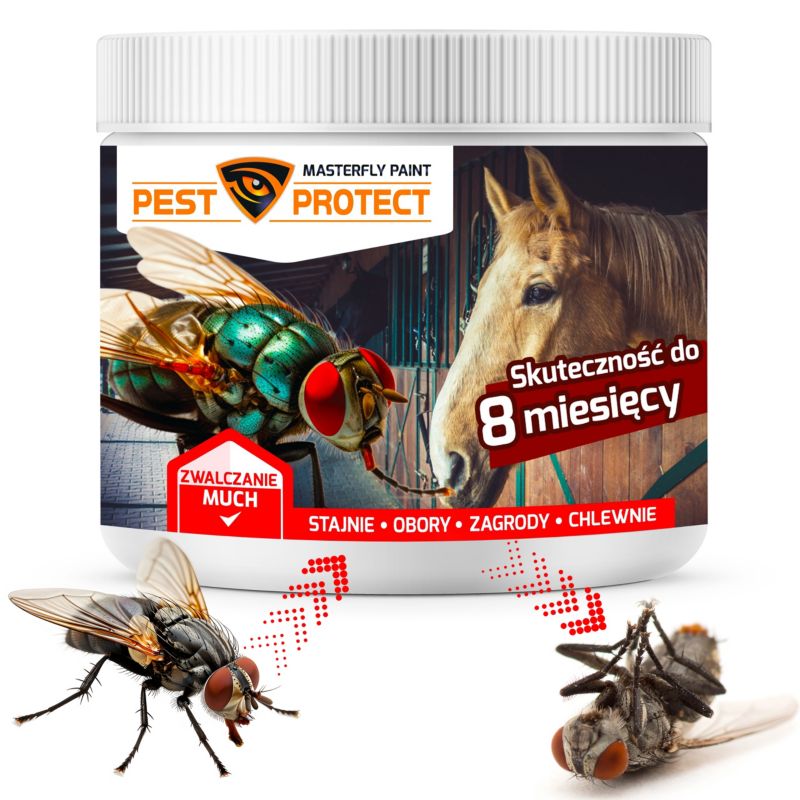 Preparat na Muchy PEST PROTECT 125g + pędzel Środek Proszek w Stajni Oborze, do Obory Chlewni, 1szt.