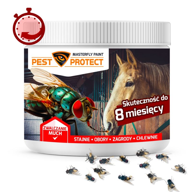 Preparat na Muchy PEST PROTECT 125g + pędzel Środek Proszek w Stajni Oborze, do Obory Chlewni, 1szt.