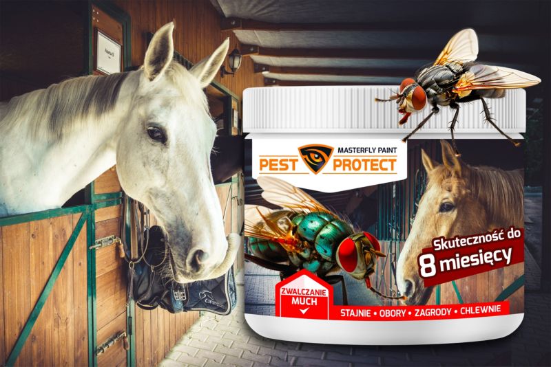 Preparat na Muchy PEST PROTECT 125g + pędzel Środek Proszek w Stajni Oborze, do Obory Chlewni, 1szt.