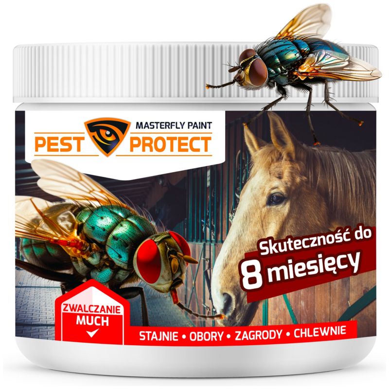 Preparat na Muchy PEST PROTECT 125g Środek Proszek w Stajni Oborze, do Obory Chlewni, 1szt.