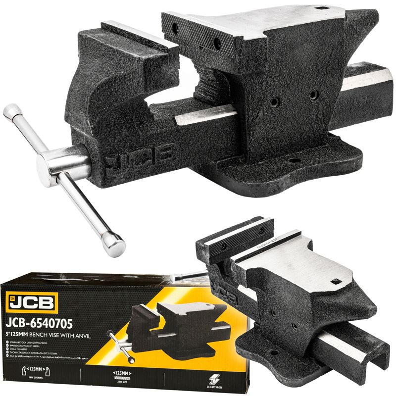 Profesjonalne imadło JCB ślusarskie 125mm stalowe z kowadłem 1szt.