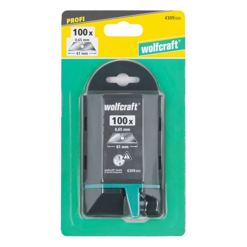 Profesjonalne ostrza trapezowe Wolfcraft Gmbh 4309000 0,65 x 61 mm 100 szt.