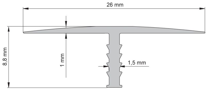 Profil aluminiowy Diall typ T 26 mm chrom 2,5 m