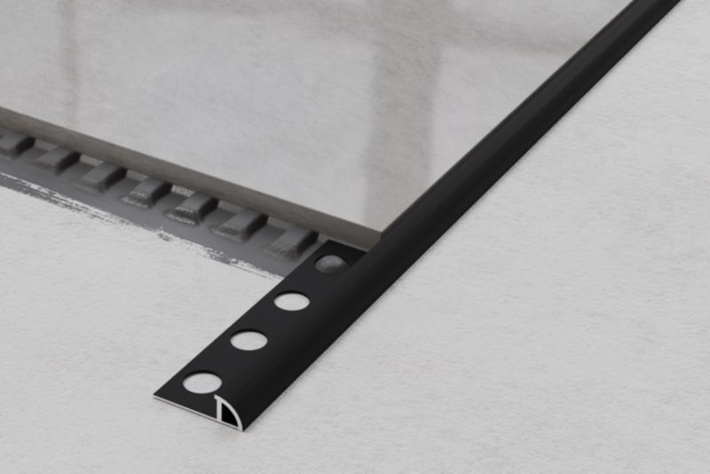 Profil aluminiowy narożny wykończeniowy ARC Lambro czarny matowy do płytek 1.2cm x 270cm 1 szt.