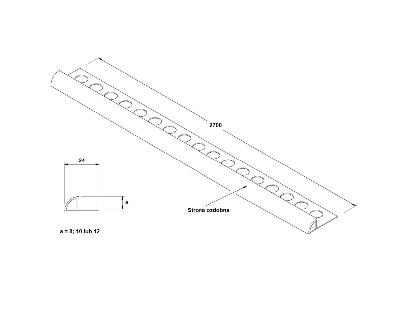 Profil aluminiowy narożny wykończeniowy ARC Lambro czarny matowy do płytek 1.2cm x 270cm 1 szt.