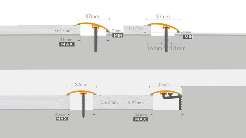 Profil aluminiowy wyrównujący GoodHome 37 x 1860 mm srebrny nr 26