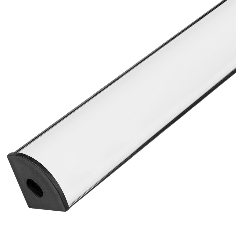 Profil LED MasterLED 2m kątowy do taśmy czarny z mlecznym kloszem aluminiowy 1 szt.