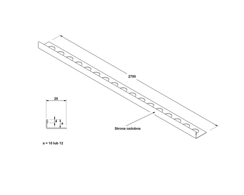 Profil licowy J Lambro czarny matowy do płytek 1.2 cm x 270 cm 1 szt.