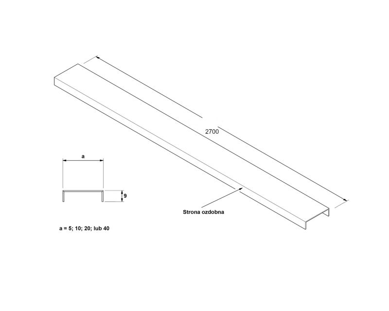 Profil metalowy rektyfikowany U Lambro złoty matowy 1 szt. 1cm x 270cm