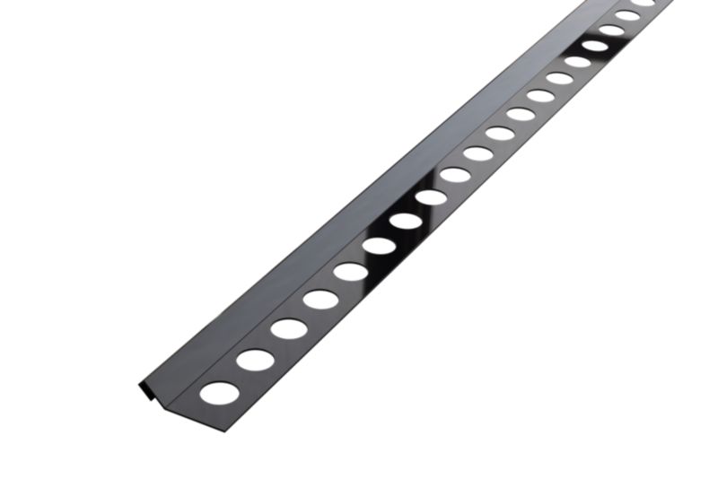 Profil narożny Rs Lambro do płytek ciętych na 45 stopni czarny połysk 1.2 cm x 270 cm 1 szt.