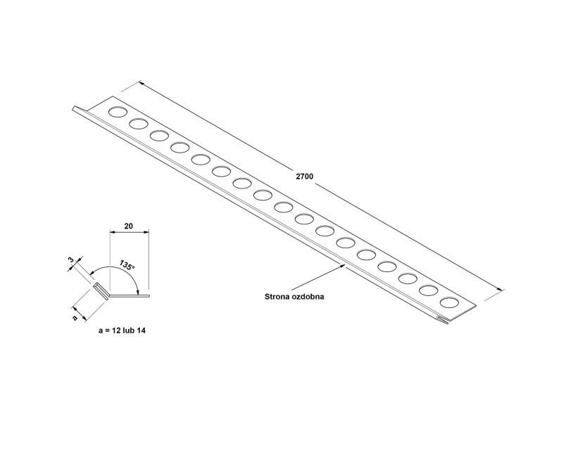 Profil narożny Rs Lambro do płytek ciętych na 45 stopni miedziany matowy 1.4 cm x 270 cm 1 szt.