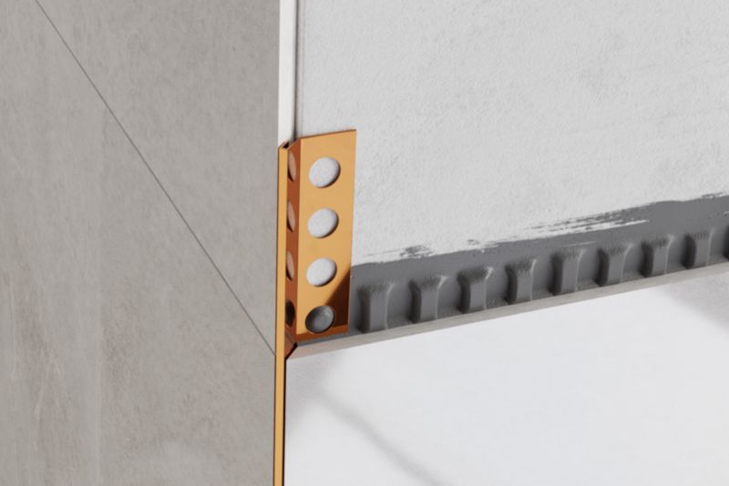 Profil narożny Rs Lambro do płytek ciętych na 45 stopni miedziany połysk 1.2 cm x 270 cm 1 szt.
