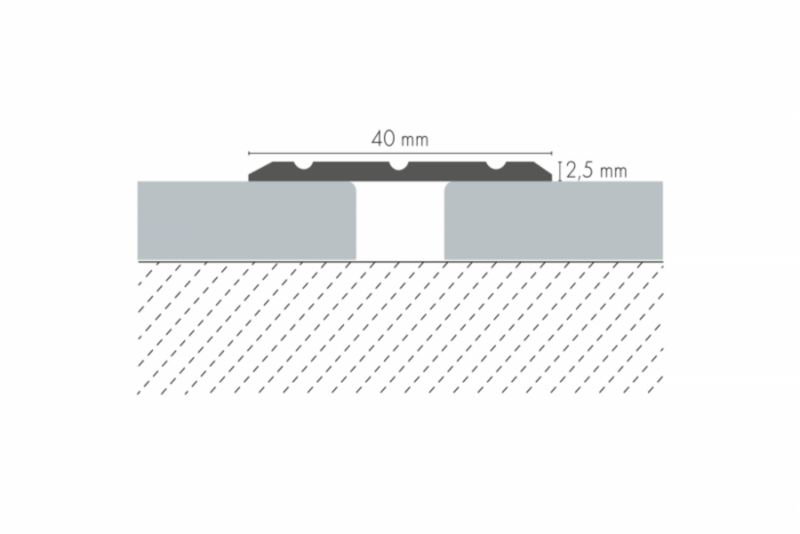 Profil progowy płaski szeroki Cezar Srebrny 2000x40x2,5mm aluminiowy 1 szt.