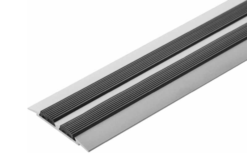 Profil progowy płaski szeroki z gumą Cezar Srebrny 1000x45x3,5mm aluminiowy 1 szt.
