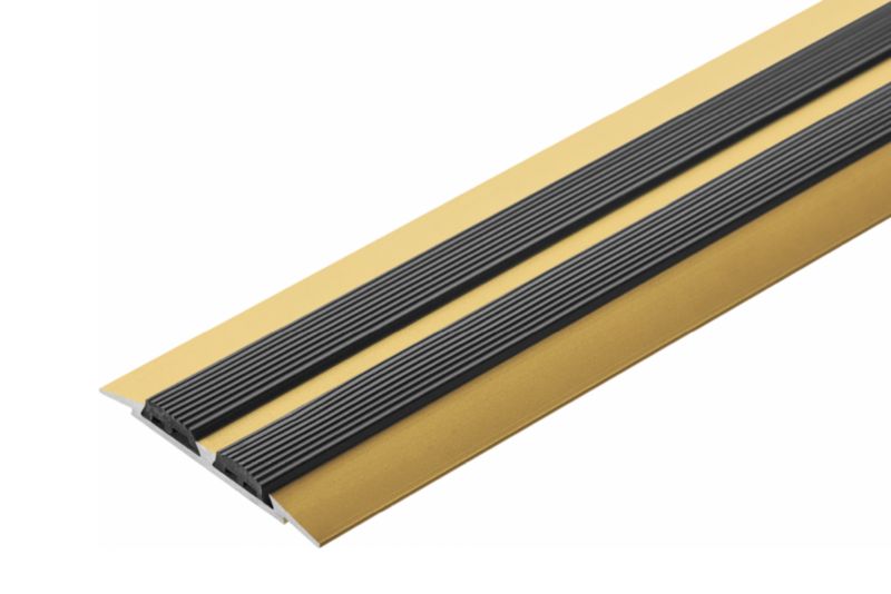 Profil progowy płaski szeroki z gumą Cezar Złoty 1000x45x3,5mm aluminiowy 1 szt.